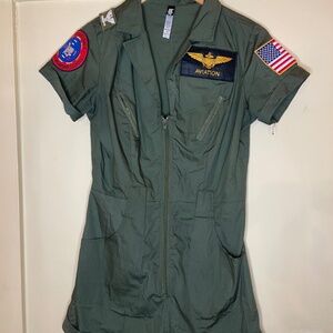 Aviaton Green Short Sleeve Jumpsuit